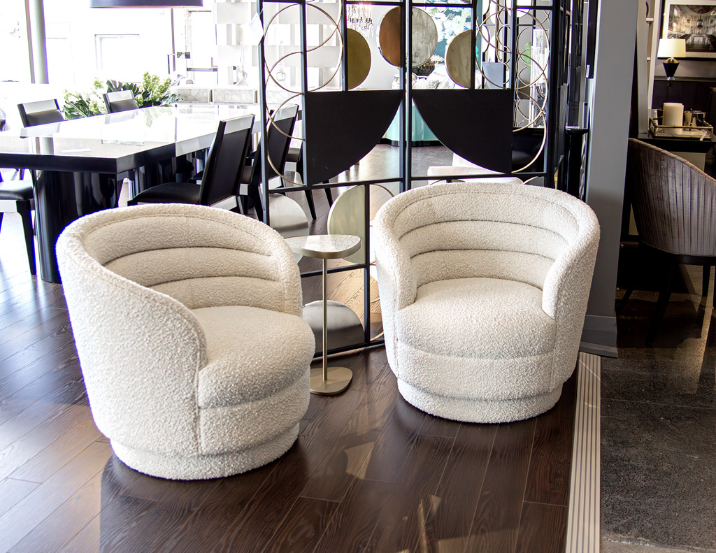 LR-3475-Pair-Modern-Swivel-Chairs-Boucle-Cream-Fabric-0020