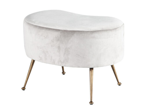 Curved Ottoman Stool in Grey Velvet