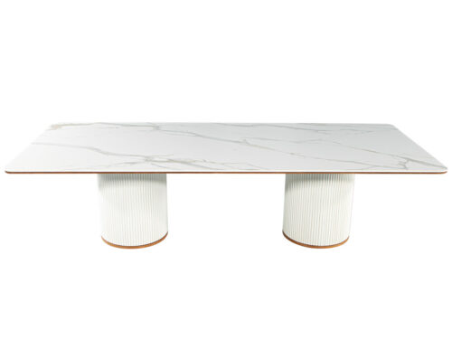 Custom Modern Porcelain Dining Table Tambour Pedestals