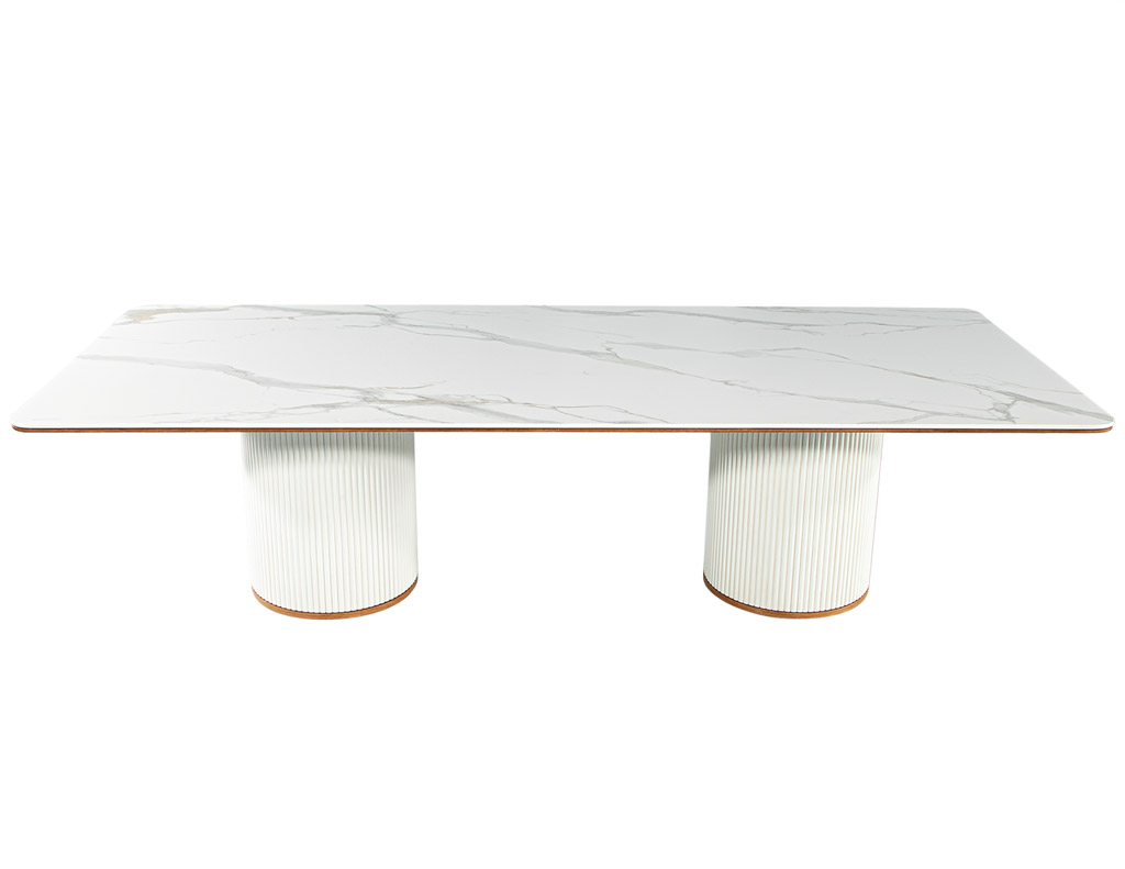 DS-5225-Custom-Porcelain-Modern-Dining-Table-Walnut-Trim-Tambour-Pedestals-001