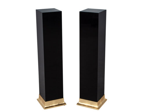 Pair of Art Deco Black Lacquer Pedestal Columns