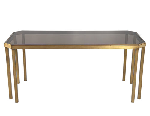 Vintage Brass and Smoked Glass Console Table