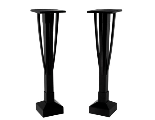 Pair of Black Lacquer Art Deco Pedestal Stands
