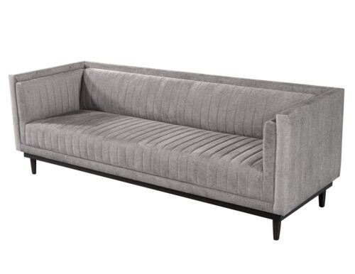 Custom Modern Monair Channeled Sofa in Grey