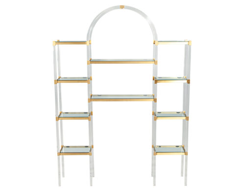 Mid-Century Modern Acrylic and Brass Wall Unit Etagere by Charles Hollis Jones