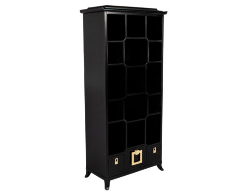 Black Lacquer Bookcase Display Cabinet