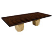 Custom Modern Macassar Dining Table with Brass Pedestals