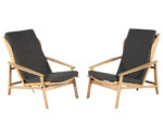 Comfortable pair of mid-century style lounge chairs with grey cushions, ideal accent seating for homes in Canada.