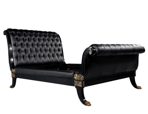 Ralph Lauren Clivedon Tufted Black Leather Bed Queen Size