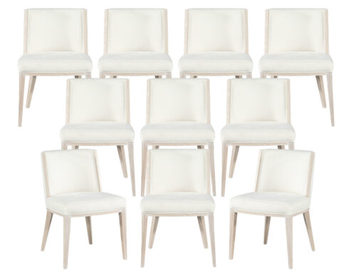 Set of 10 Custom Modern Oak Dining Chairs in Bleached Finish