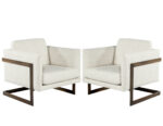 Contemporary white accent chairs with wood frames, perfect for adding modern flair to your home’s accent seating.