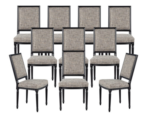 Set of 10 Louis Capet Dining Chairs in Black Lacquer