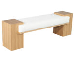 Modern wood-frame bench with a minimalist design, perfect as an accent seating piece in living rooms for homes in Toronto.