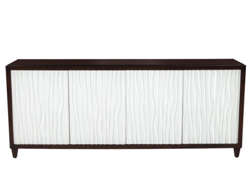 Modern Credenza Cabinet with Textured Wave Front