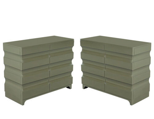 Pair of Sculpted Modern Lacquered Cabinets