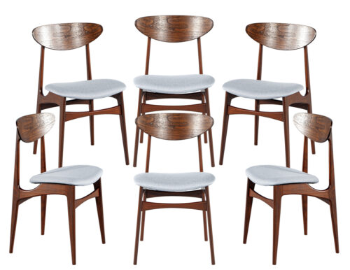 Set of 6 Mid-Century Modern Dining Chairs, Hans J. Wegner Style, 1960’s