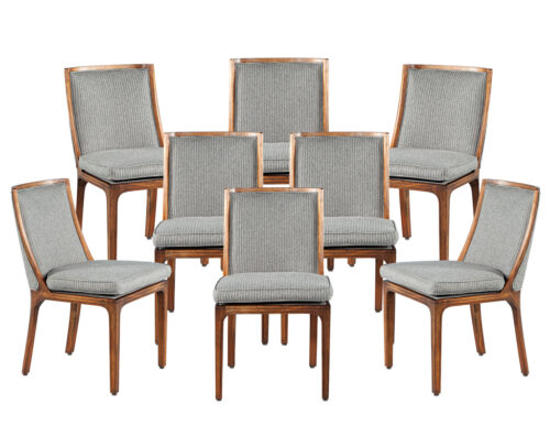Set of 8 Vintage Curved Back Walnut Dining Chairs by Nienkamper