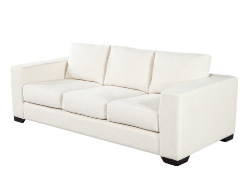 Modern 3 Seater Sofa in Cream Textured Fabric