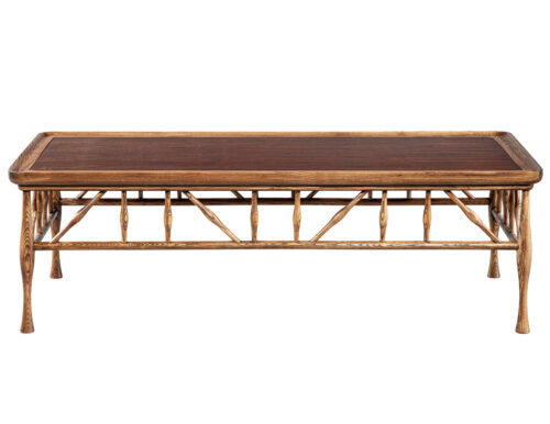 Solid Wood Walnut and Oak Coffee Table in Frank Lloyd Wright Style