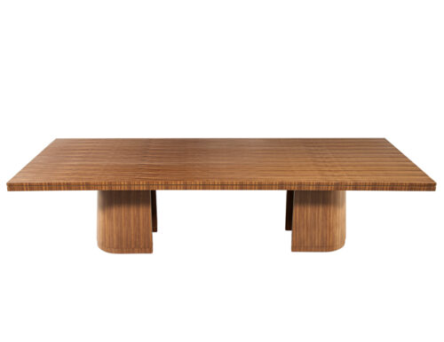 Custom Modern Walnut Dining Table with Curved Pedestal Design