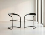 LR-3516-Pair-Post-Modern-Arrben-Italy-Canasta-Arm-Chairs-Black-Leather-0000