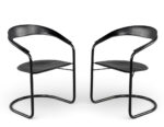 LR-3516-Pair-Post-Modern-Arrben-Italy-Canasta-Arm-Chairs-Black-Leather-001