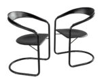 LR-3516-Pair-Post-Modern-Arrben-Italy-Canasta-Arm-Chairs-Black-Leather-005