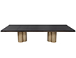Custom Modern Grey Dining Table with Metal Tulip Pedestals