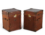 LA-8209-Pair-Vintage-Leather-Campaign-Steamer-Trunk-Storage-Accent-Tables-001