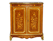 Antique French Louis XV Style Marble Top Commode with Floral Marquetry